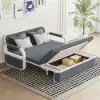 154 cm 2-Seater Cotton & Linen Convertible Sofa Sofa with Storage – Deep Gray Sleeper