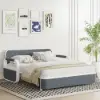 154 cm 2-Seater Cotton & Linen Convertible Sofa Sofa with Storage – Deep Gray Sleeper