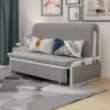 Modern 183 cm 2-Seater Linen Sleeper Sofa – Light Gray Cotton