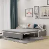Modern 183 cm 2-Seater Linen Sleeper Sofa – Light Gray Cotton