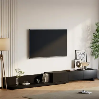 Picture of Crator 120 cm - 250 cm Black Extendable TV Unit with 3 Drawers