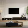 Crator 120 cm - 250 cm Black Extendable TV Unit with 3 Drawers