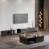 Crator 120 cm - 250 cm Black Extendable TV Unit with 3 Drawers