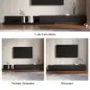 Crator 120 cm - 250 cm Black Extendable TV Unit with 3 Drawers