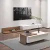 Crator 120 - 250 cm Walnut & White Extendable TV Unit with 3 Drawers – 280cm