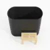 100 cm Deep Oval Freestanding Stone Resin Soaking Bathtub with Built-in Seat – Matte Black Japanese