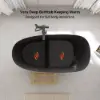 1200 mm Modern Oblique Deep Freestanding Matt Black Stone Resin Japanese Soaking Bath