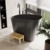 1200 mm Modern Oblique Deep Freestanding Matt Black Stone Resin Japanese Soaking Bath