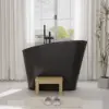 1200 mm Modern Oblique Deep Freestanding Matt Black Stone Resin Japanese Soaking Bath