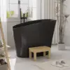 1200 mm Modern Oblique Deep Freestanding Matt Black Stone Resin Japanese Soaking Bath