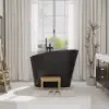 1200 mm Modern Oblique Deep Freestanding Matt Black Stone Resin Japanese Soaking Bath