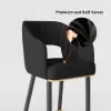 Modern Black Velvet Upholstered Bar Stool with Low Back & Footrest