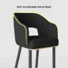 Modern Black Velvet Upholstered Bar Stool with Low Back & Footrest