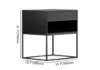 Black Modern Bedside Table with Drawer and Black Metal Base
