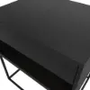 Black Modern Bedside Table with Drawer and Black Metal Base