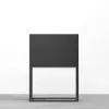 Black Modern Bedside Table with Drawer and Black Metal Base