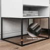 Black Modern Bedside Table with Drawer and Black Metal Base