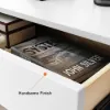 Black Modern Bedside Table with Drawer and Black Metal Base