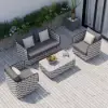Picture of Martic 4-Piece Aluminium Rope Outdoor Sofa Set with Faux Marble Coffee Table Cushion Pillow