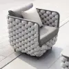 Picture of Martic 4-Piece Aluminium Rope Outdoor Sofa Set with Faux Marble Coffee Table Cushion Pillow