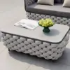 Picture of Martic 4-Piece Aluminium Rope Outdoor Sofa Set with Faux Marble Coffee Table Cushion Pillow
