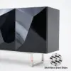 Modern 180 cm Glossy Black Wood Sideboard with Cabinets & Adjustable Shelves – Buffet Kitchen Cabinet