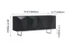 Modern 180 cm Glossy Black Wood Sideboard with Cabinets & Adjustable Shelves – Buffet Kitchen Cabinet