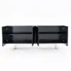Modern 180 cm Glossy Black Wood Sideboard with Cabinets & Adjustable Shelves – Buffet Kitchen Cabinet