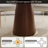 Round Dining Table Sintered Stone Top Wooden Base for 6 Mid-Century Modern
