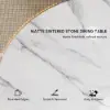 Round Dining Table Sintered Stone Top Wooden Base for 6 Mid-Century Modern