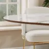 Round Dining Table Sintered Stone Top Wooden Base for 6 Mid-Century Modern