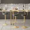 Modern Black Swivel & Adjustable Bar Height Stool with Backrest & Velvet Upholstery