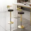 Modern Black Swivel & Adjustable Bar Height Stool with Backrest & Velvet Upholstery