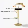 Modern Black Swivel & Adjustable Bar Height Stool with Backrest & Velvet Upholstery