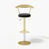 Modern Black Swivel & Adjustable Bar Height Stool with Backrest & Velvet Upholstery
