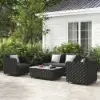 Picture of Martic Modern Aluminium & Rope & Faux Marble Top Outdoor Patio Coffee Table in Black