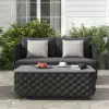 Picture of Martic Modern Aluminium & Rope & Faux Marble Top Outdoor Patio Coffee Table in Black