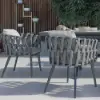 Outdoor Rope Weave & Aluminum Dining Chairs in Gray, Set of 2