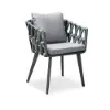 Outdoor Rope Weave & Aluminum Dining Chairs in Gray, Set of 2