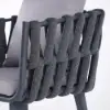 Outdoor Rope Weave & Aluminum Dining Chairs in Gray, Set of 2