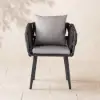 Outdoor Rope Weave & Aluminum Dining Chairs in Gray, Set of 2
