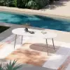 Picture of 6 - Person Oval Faux Marble Top & Aluminium Outdoor Patio Dinning Table in White & Grey