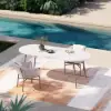 Picture of 6 - Person Oval Faux Marble Top & Aluminium Outdoor Patio Dinning Table in White & Grey