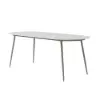 Picture of 6 - Person Oval Faux Marble Top & Aluminium Outdoor Patio Dinning Table in White & Grey