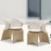 Picture of Aluminium & Rattan Outdoor Patio Dining Armchair Chair in White & Khaki (Set of 2)