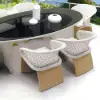 Picture of Aluminium & Rattan Outdoor Patio Dining Armchair Chair in White & Khaki (Set of 2)