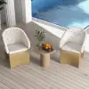 Picture of Aluminium & Rattan Outdoor Patio Dining Armchair Chair in White & Khaki (Set of 2)