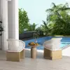 Picture of Aluminium & Rattan Outdoor Patio Dining Armchair Chair in White & Khaki (Set of 2)