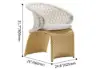 Picture of Aluminium & Rattan Outdoor Patio Dining Armchair Chair in White & Khaki (Set of 2)