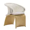 Picture of Aluminium & Rattan Outdoor Patio Dining Armchair Chair in White & Khaki (Set of 2)